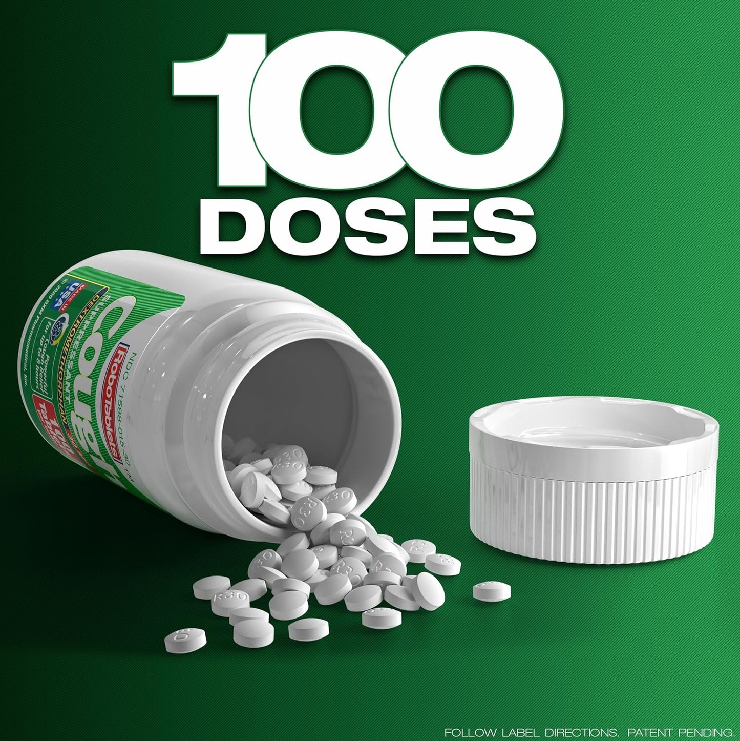 RoboTablets Cough Suppressant 100 Tablets Dextromethorphan 30mg