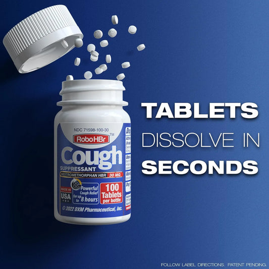 Robohbr Cough Suppressant 100 Tablets Dextromethorphan Hbr 30mg DXMPHARM