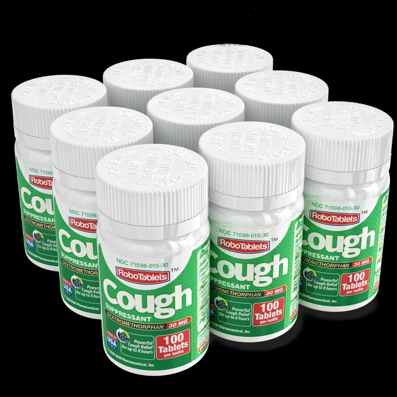 9 PACK RoboTablets Cough Suppressant 100 Doses Dextromethorphan 30mg