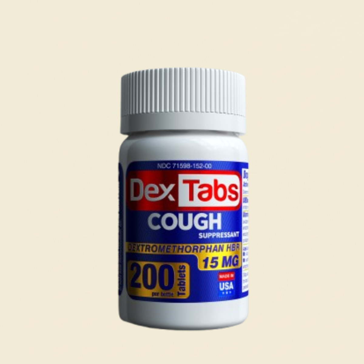 2 PACK DexTabs Cough suppressant 200 Tablets 15 mg of Dextromethorphan HBr