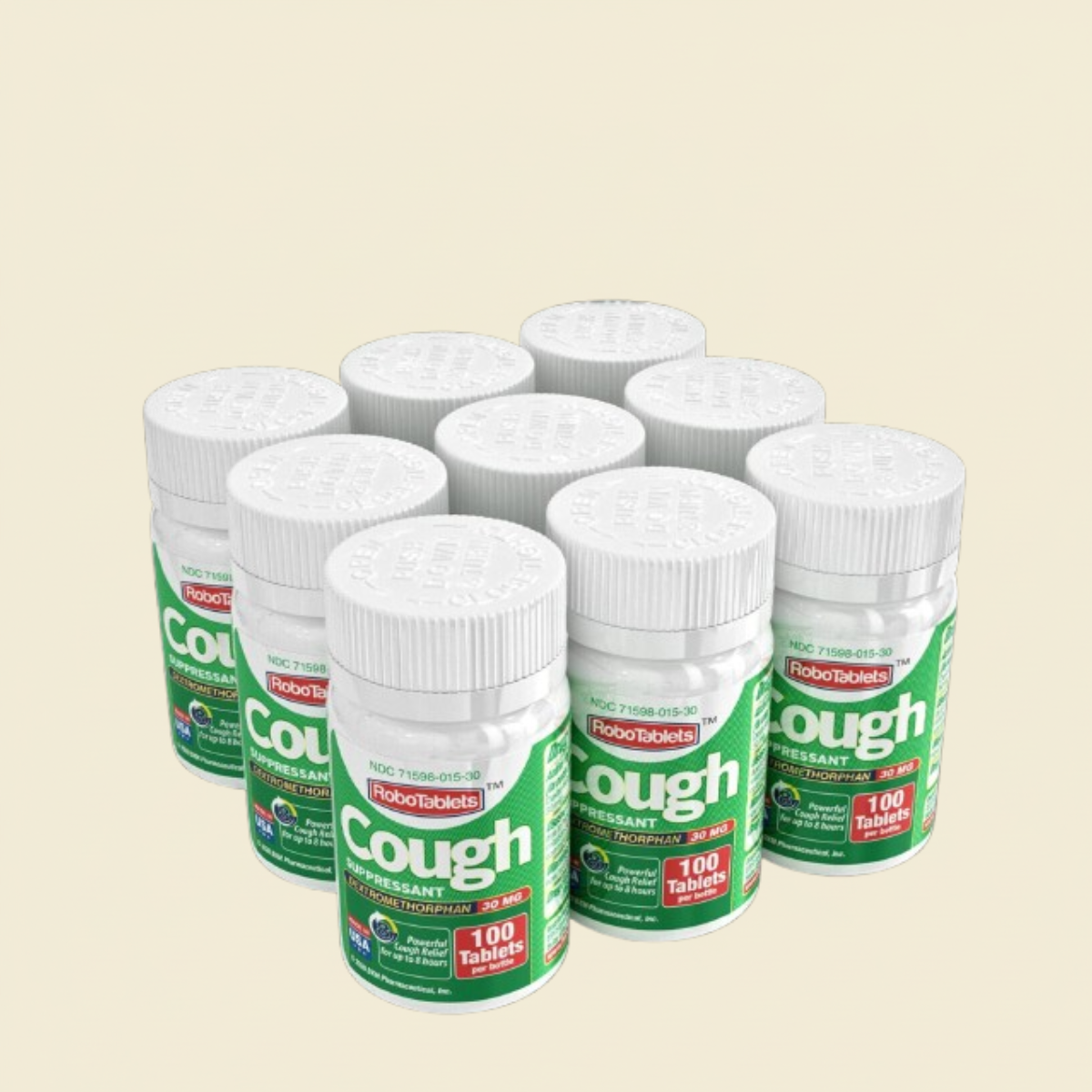 9 PACK RoboTablets Cough Suppressant 100 Doses Dextromethorphan 30mg