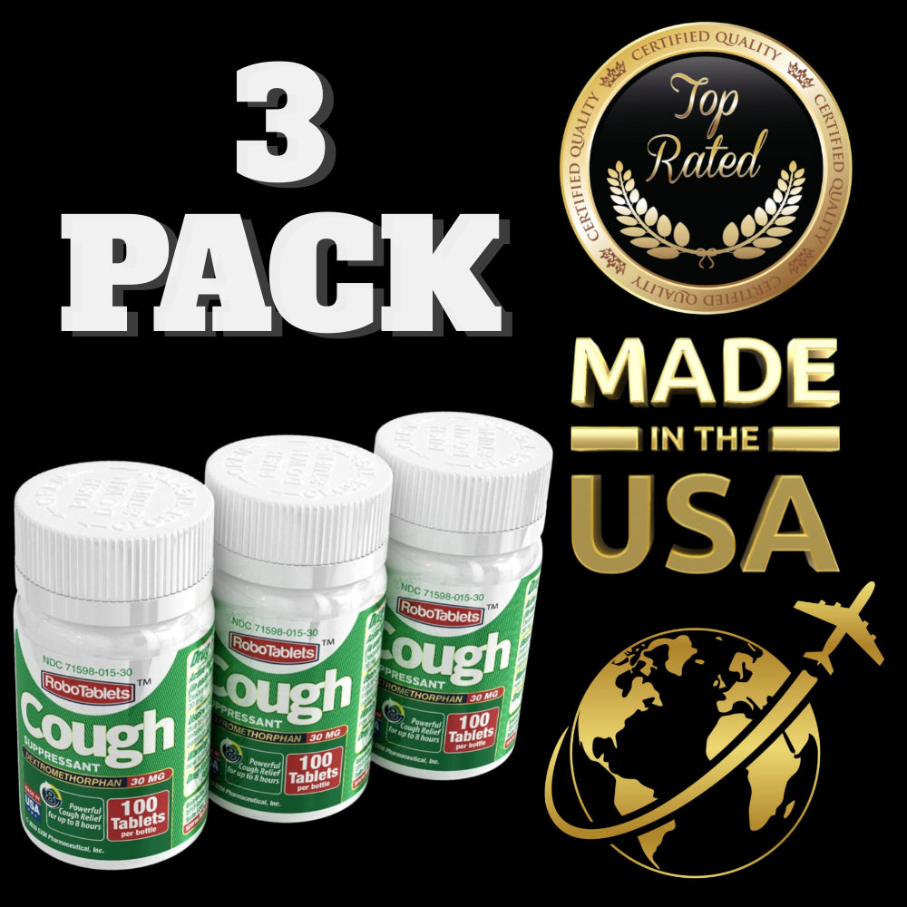 3 Pack RoboTablets Cough Suppressant 100 Tablets Dextromethorphan 30mg