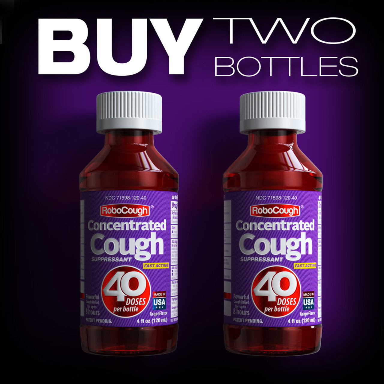 Robocough 2 Pack Grape Flavor Concentrated Cough Suppressant