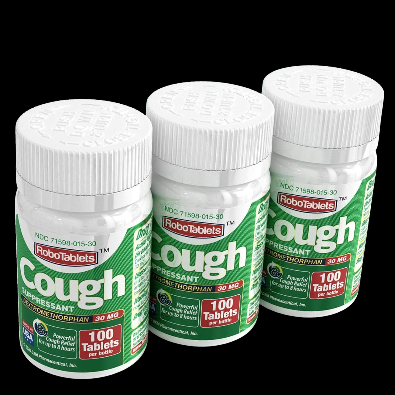 3 Pack RoboTablets Cough Suppressant 100 Tablets Dextromethorphan 30mg