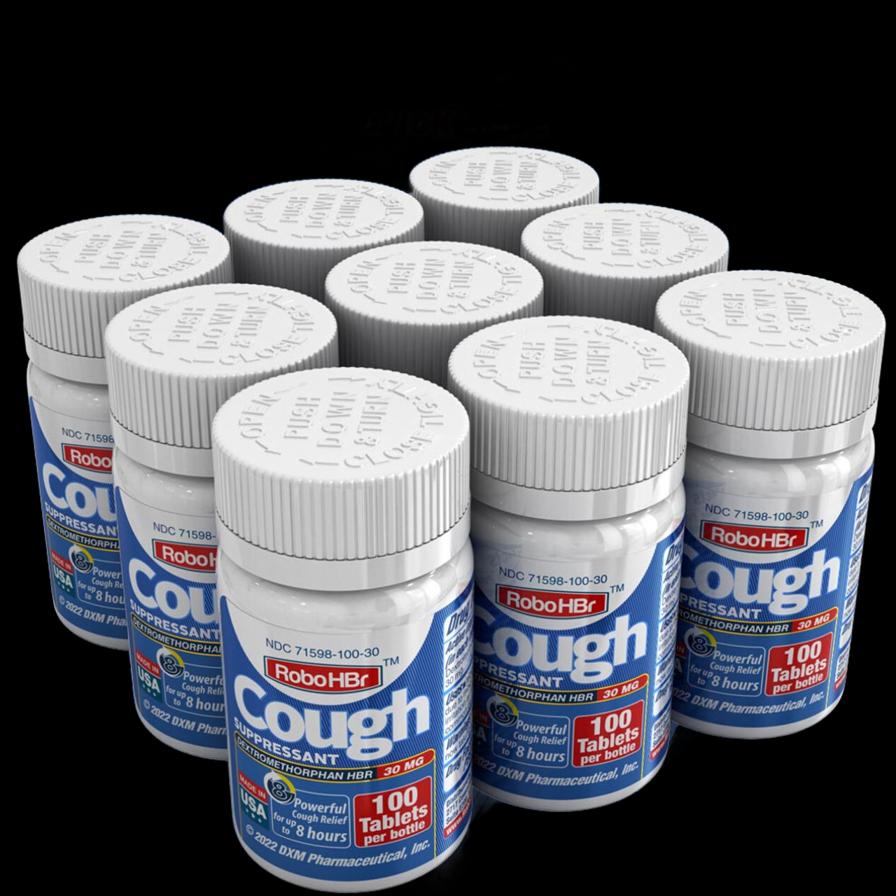 9 PACK Robohbr Cough Suppressant, Dextromethorphan Hbr 30Mg, 100 Tablets