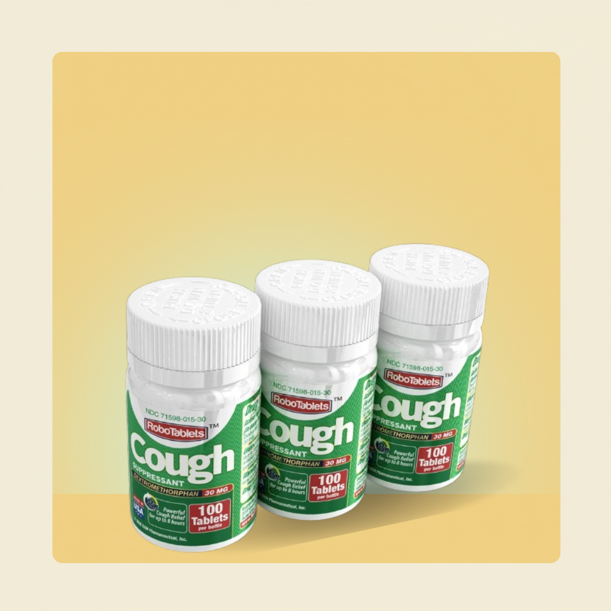 3 Pack RoboTablets Cough Suppressant 100 Tablets Dextromethorphan 30mg