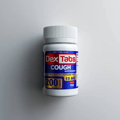 2 Pack DexTabs Cough Suppressant 200 Tablets 15 mg of Dextromethorphan HBr Dxmpharm