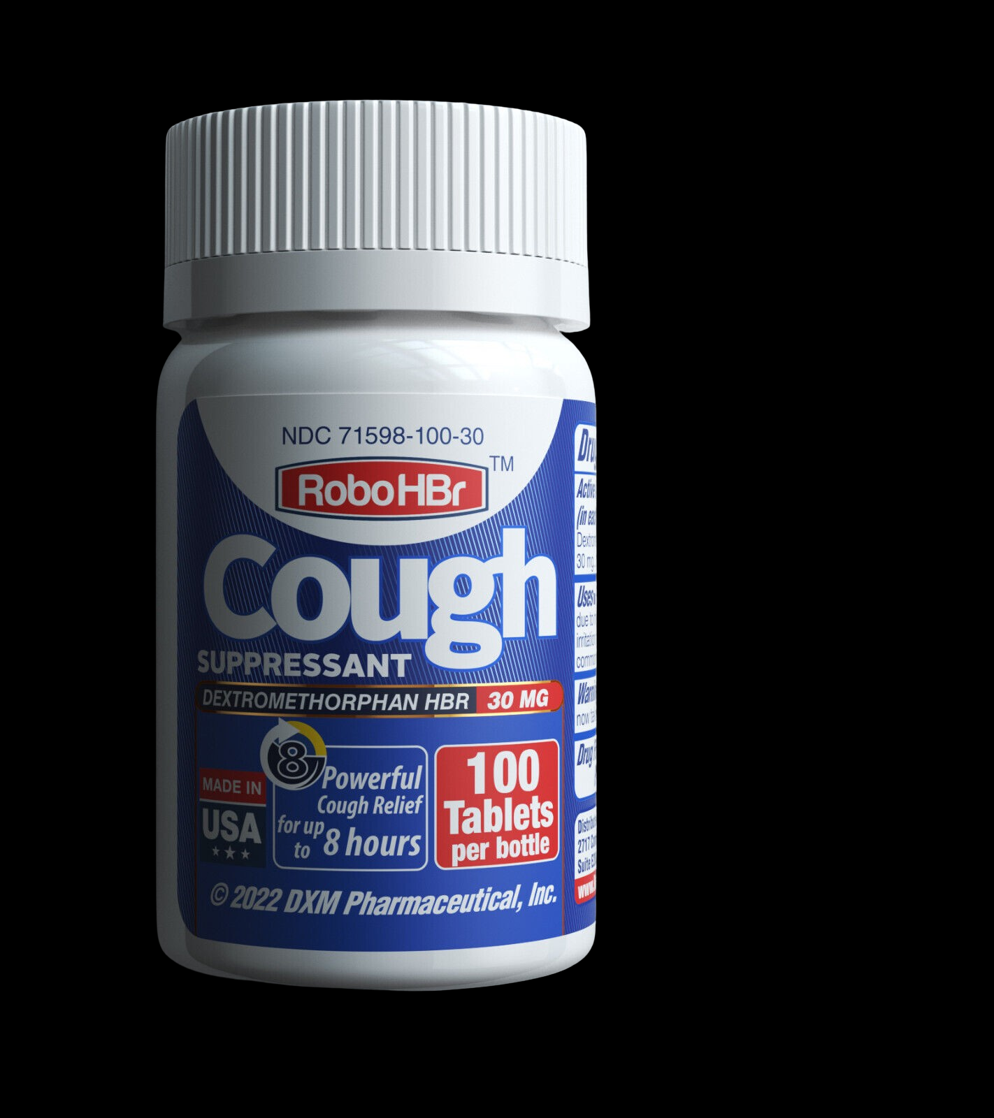 Robohbr Cough Suppressant 100 Tablets Dextromethorphan Hbr 30mg