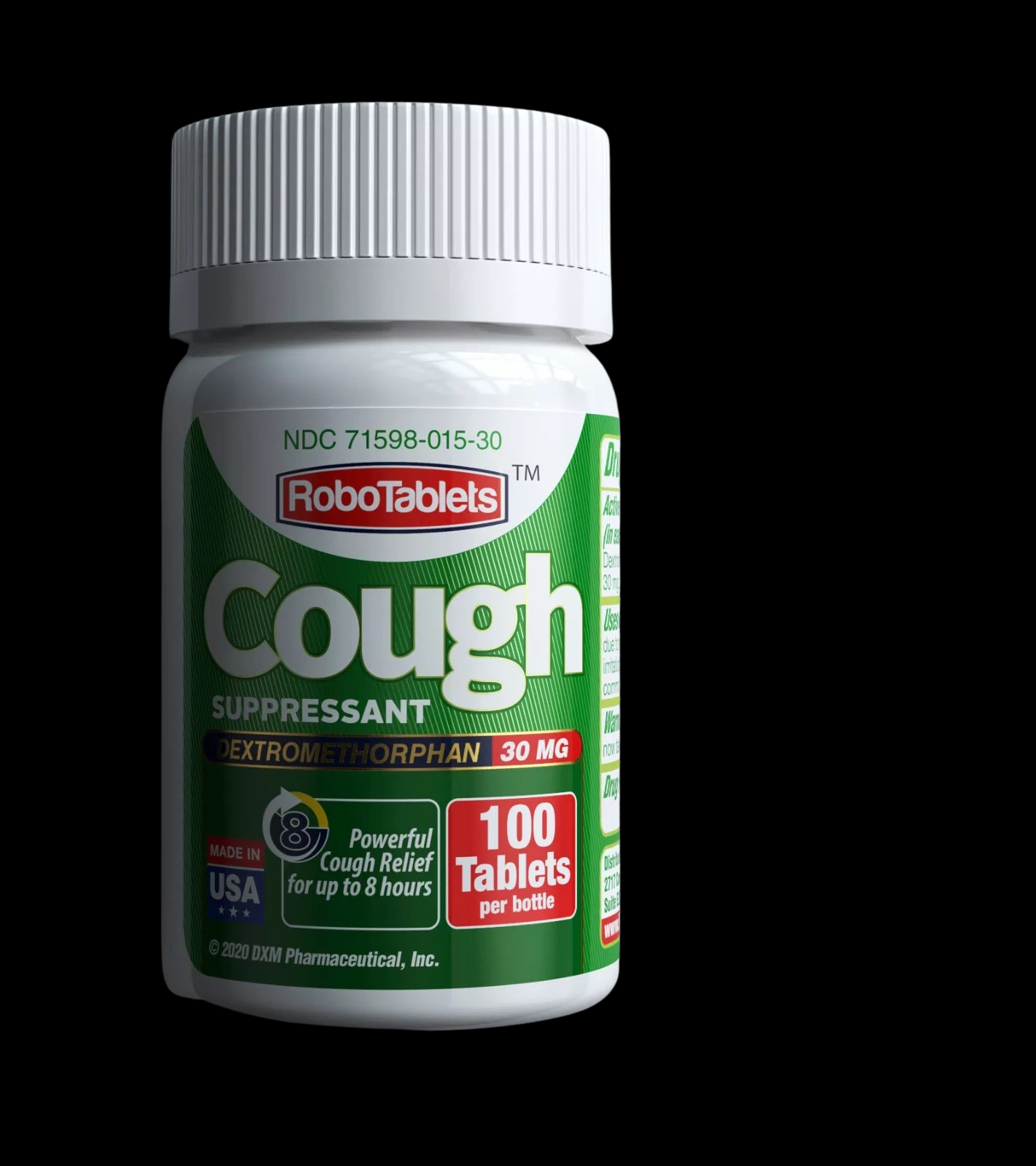 RoboTablets Cough Suppressant 100 Tablets Dextromethorphan 30mg