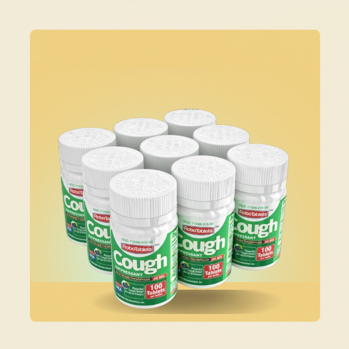 9 PACK RoboTablets Cough Suppressant 100 Doses Dextromethorphan 30mg